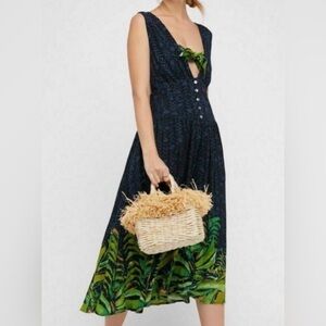 Free people Hot Hoose dress Tropical Green and Blue Sleeveless size 4